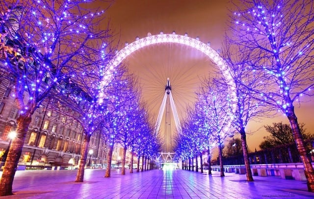 Christmas Lights near London Eye